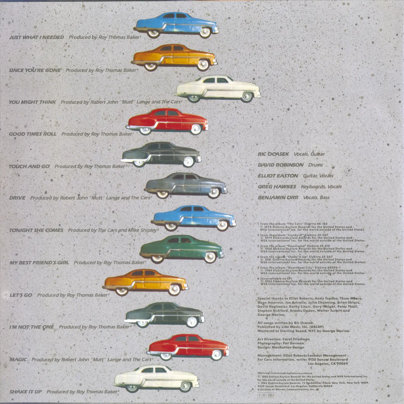 The Cars Greatest Hits back cover