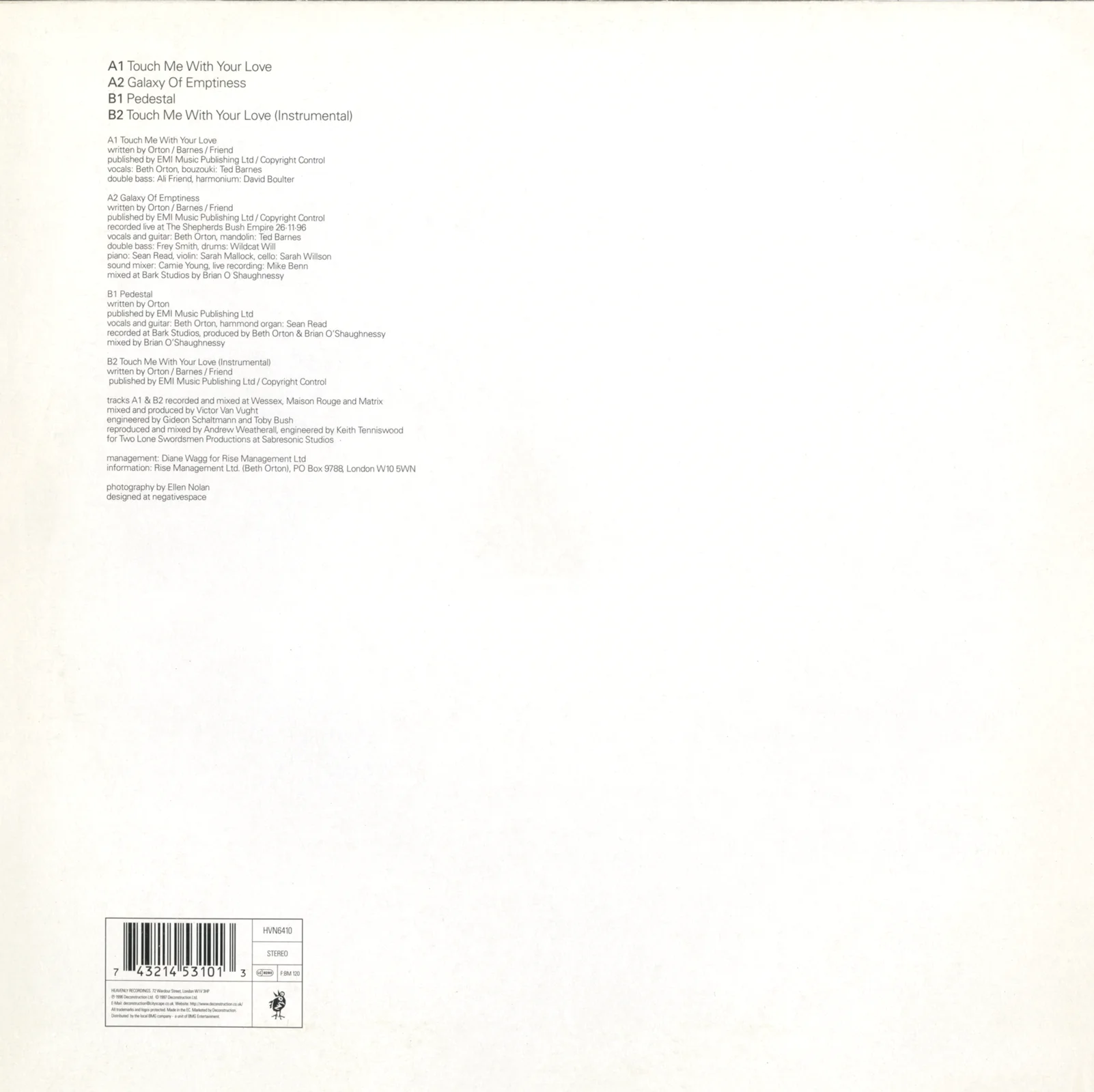 Touch Me With Your Love back cover